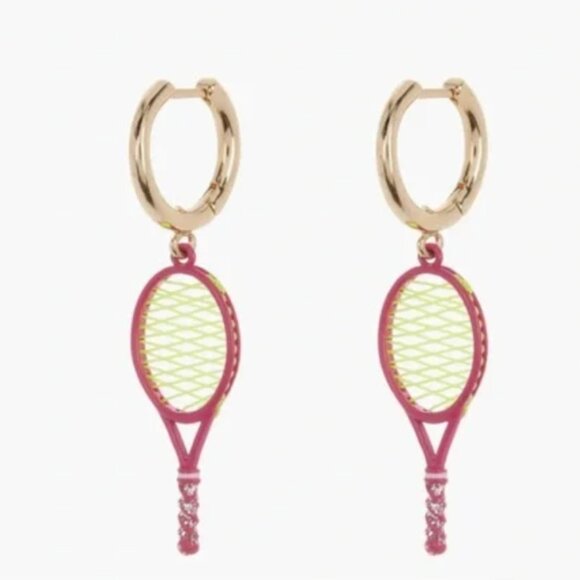 BaubleBar A Game of Style Neon Tennis Racket with Tennis Ball Studs Earrings NIB - Picture 4 of 5